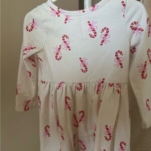 Cat & Jack Festive White Dress with Red Candy Cane Print